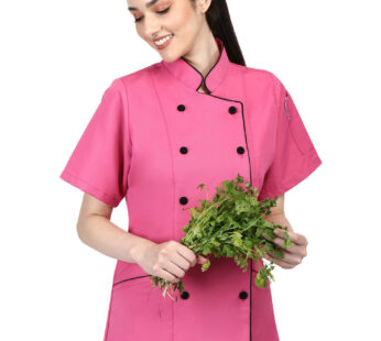 Short Sleeves Tailored Fit Chef Coat Jacket Uniform for Women for Food Service, Caterers, Bakers and Culinary Professional – Pink