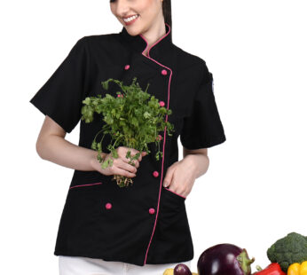 Long Sleeves Men women Kitchen Chef jacket coat Uniform costume for Food service Caterers and Culinary professional – Black Pink