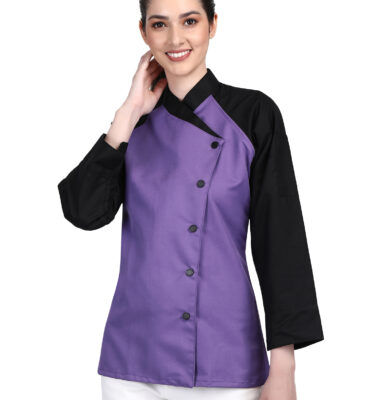 3/4 Sleeves New Chef Coat Jacket Uniform for women ideal for food service, Caterers and Culinary professional – Purple
