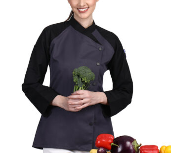 3/4 Sleeves New Chef Coat Jacket Uniform for women ideal for food service, Caterers and Culinary professional – Grey