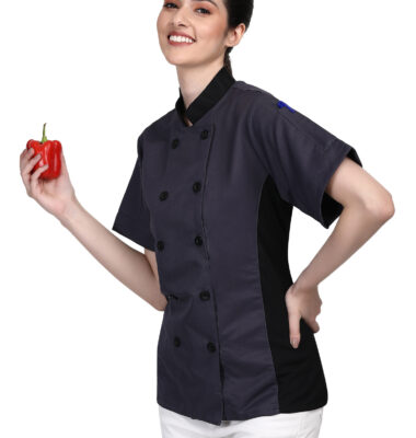 Short Sleeves Only Women’s Ladies Side Mesh Chef’s Coat Jacket By Uniformates – Grey