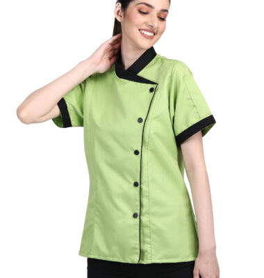Short Sleeves Chef Coat Jacket Uniform for women ideal for food service, Caterers and Culinary professional.
